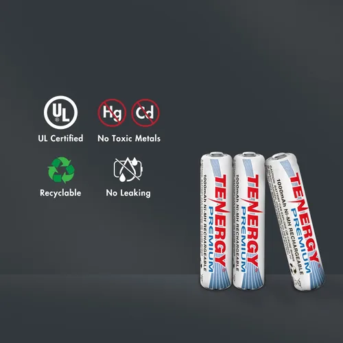 Miniatura 6 de Tenergy Pilas AAA recargables de alta calidad, baterías NiMH AAA de alta capacidad de 1000 mAh, batería de celda AAA, paquete de 12