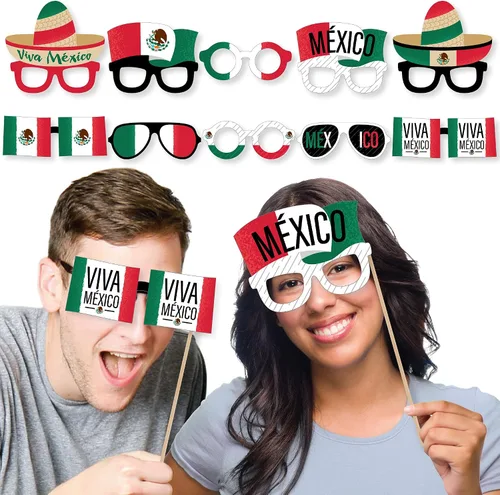 Miniatura 2 de Big Dot of Happiness Viva México - Juego de accesorios para cabina de fotos para fiesta del Día de la Independencia de México, 10