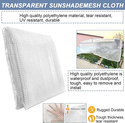 Miniatura 9 de STARPYNG - Lona de 10 Mil Transparente/Blanca de 16X20 Pies - Lona de Malla Transparente Resistente - Lona Impermeable, Resistencia UV, Invernadero