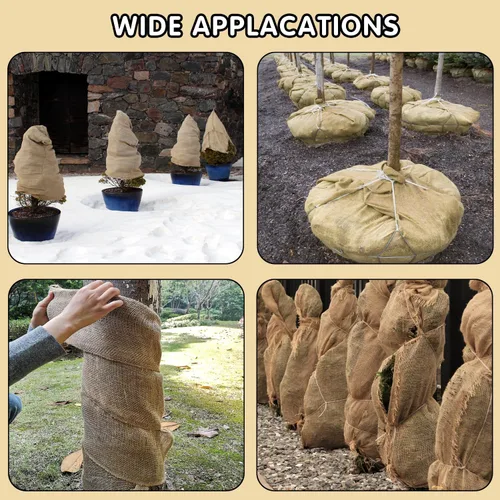 Miniatura 5 de Envolturas protectoras de árbol de arpillera natural, 40 pulgadas x 20 pies, protector de tronco de árboles, mantas de plantas de heladas