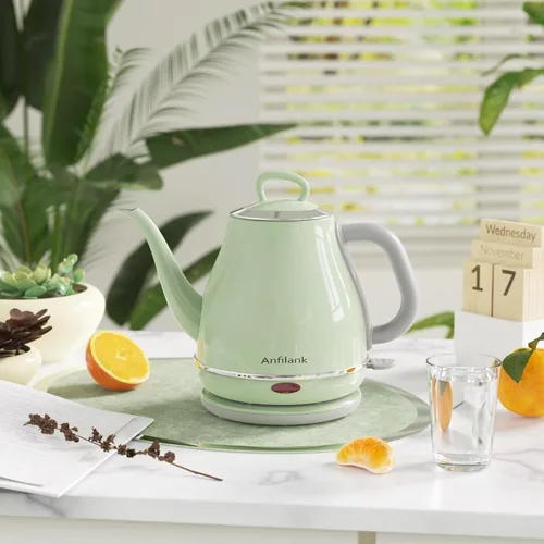 Miniatura 6 de Anfilank - Hervidor eléctrico de cuello de cisne, 1 L 1500W de hervido rápido, hervidor de café y té de acero inoxidable 100% libre de BPA