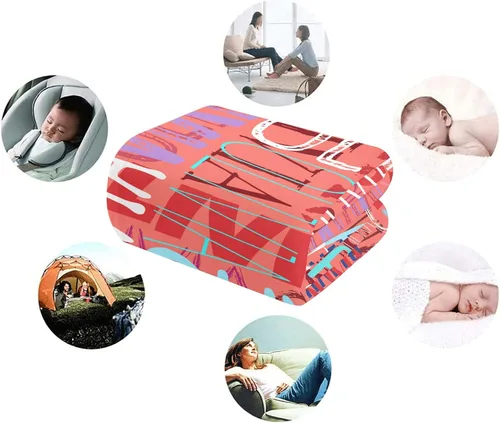 Miniatura 6 de Manta personalizada con nombre, mantas personalizadas con monograma y diseño de color contrastante, manta personalizada para bebé niña o niño, Rojo
