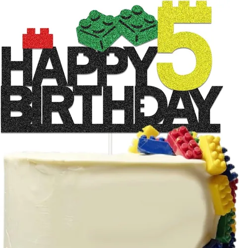 Miniatura 3 de Suministros para fiesta de cumpleaños de bloques de construcción, decoración de pasteles para bloques de construcción para decoración de fiesta de 4