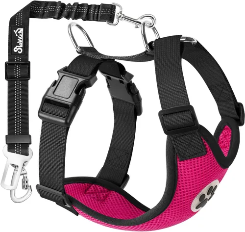 Miniatura 12 de SlowTon Arnés de Cinturón de Seguridad para Perros para Coche, Arnés de Coche para Perros Ajustable de Malla Transpirable y Cinturón de Seguridad