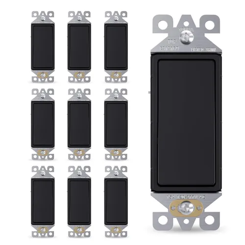 Miniatura 26 de AIDA Paquete de 1 interruptor de luz basculante Decora de 3 vías, interruptores de luz eléctricos con conexión a tierra automática de 15 amperios