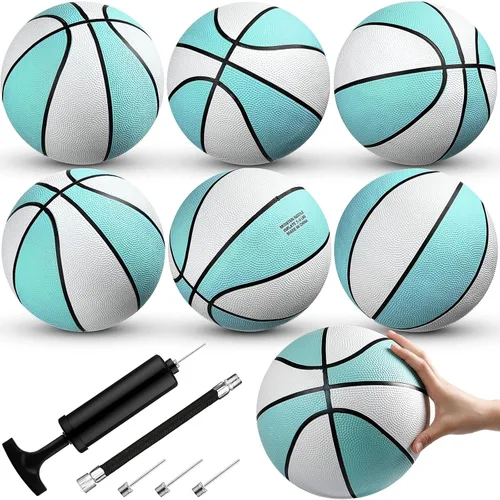 Honoson Paquete de 6 unidades de baloncesto para piscina acuática, de goma, impermeables, para regalos de fiesta de verano en el lago (azul agua con