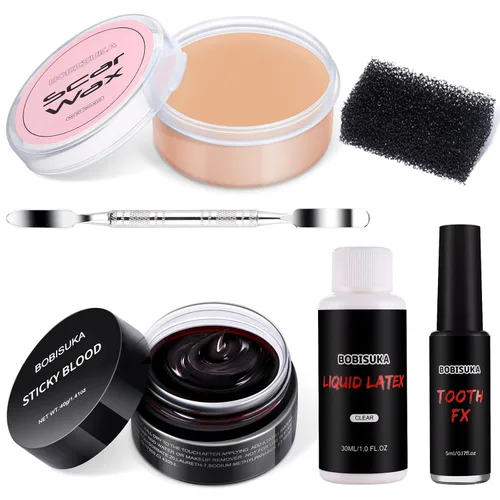 Miniatura 10 de Maquillaje SFX de látex líquido para Halloween (2 onzas líquidas) – Piel falsa y heridas para zombi, payaso, disfraz de vampiro, cosplay, cicatrices