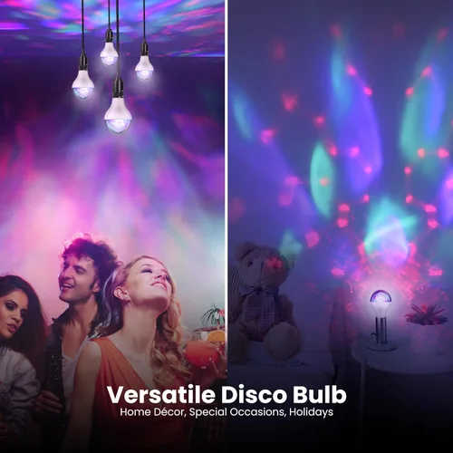 Miniatura 4 de Feit Electric Bombilla LED A23 giratoria multicolor para fiesta de discoteca, efecto de cambio de color de lente de diamante, base E26, bombilla
