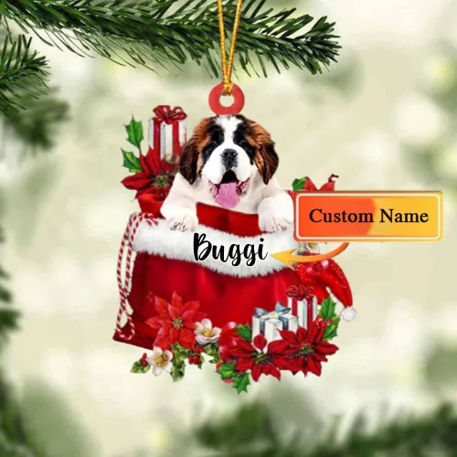 Miniatura 55 de Perro Akita Inu personalizado en bolsa de regalo, adorno de Navidad, nombre personalizado, regalo para amantes de los perros, familia, Navidad