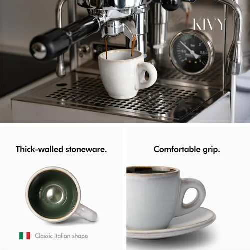 Miniatura 2 de KIVY Tazas de Gres para Espresso, Juego de 4 Piezas - Diseño Italiano, de Paredes Gruesas, 3 oz, Aptas para Microondas y Lavavajillas Verde