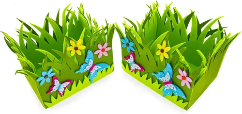 Miniatura 3 de Juego de 2 centros de mesa decorativos de fieltro de Pascua con flores de primavera y mariposas