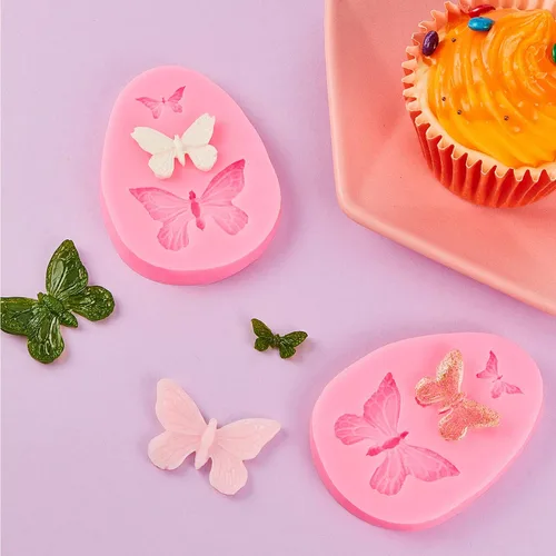 Miniatura 4 de Boao 2 moldes de silicona de mariposa, mini molde de fondant para hornear, herramienta de decoración de cupcakes, bandejas de chocolate