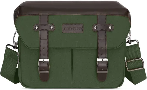 MOSISO Bolso Cruzado para Cámara, Bandolera Mensajero de Cuero PU Vintage para Fotografía DSLR/SLR/Sin Espejo, Funda para Gadgets con Tapa