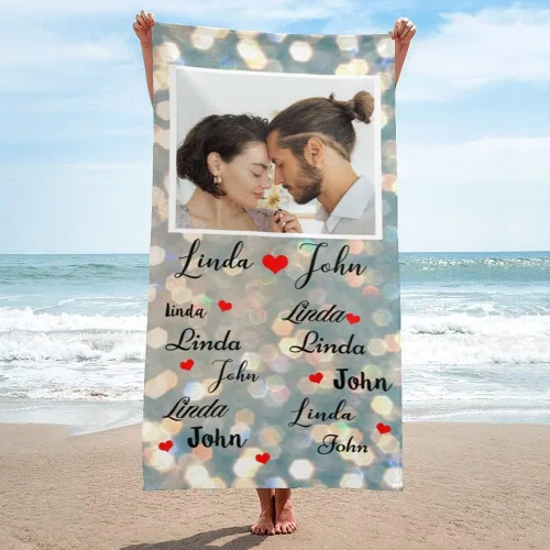 Miniatura 14 de Shapoo Toalla de playa con foto personalizada, foto personalizada/fondo/texto, divertida toalla de baño de microfibra personalizada para Una foto