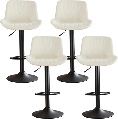 Miniatura 16 de Juego de 2 taburetes de bar modernos y giratorios ajustables con respaldo, asientos acolchados de piel sintética, sillas de isla de cocina para Gris