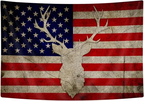 Miniatura 4 de Tapiz decorativo de pared con cabeza de grunge, diseño rústico de bandera de Estados Unidos, diseño de camuflaje, para colgar en la pared, arte