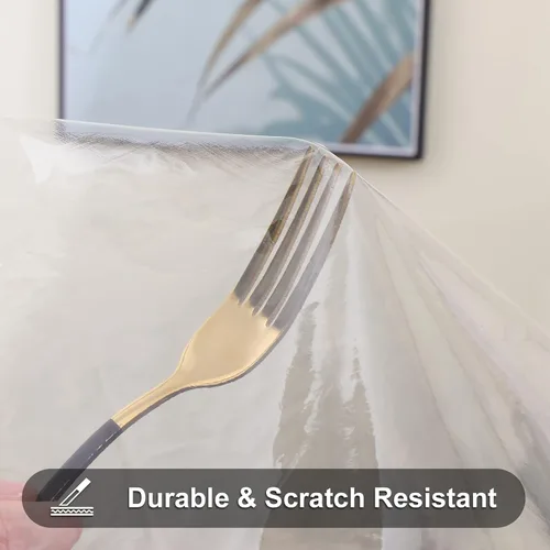 Miniatura 4 de Smiry Mantel de plástico transparente de 60 x 102 pulgadas, protector rectangular de vinilo impermeable, a prueba de derrames de aceite, lavable
