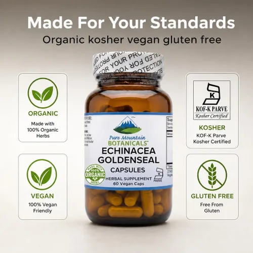 Miniatura 3 de Pure Mountain Botanicals Cápsulas de sello de oro de equinácea – 450 mg de complejo orgánico de raíz de equinácea y sello de oro – 90 cápsulas
