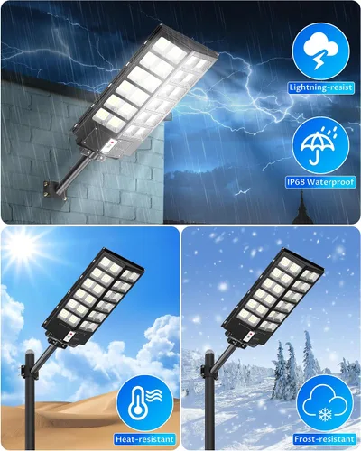 Miniatura 7 de Gefolly SL-9800W Luces solares de calle para exteriores, luz comercial de estacionamiento de 860000 lm, luz de inundación LED de seguridad IP67