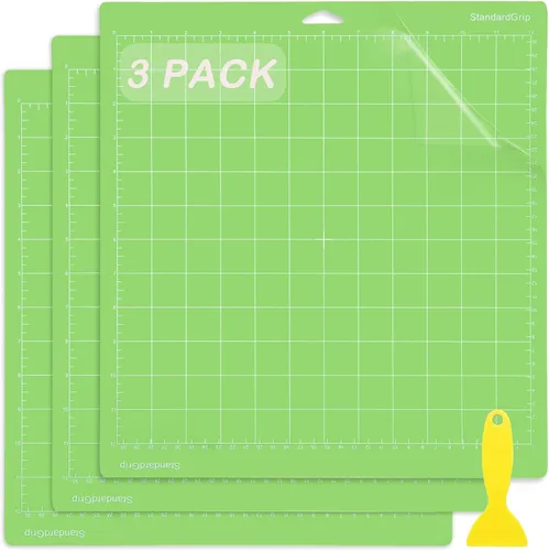 THANMAO Paquete de 3 alfombrillas de corte de agarre estándar, alfombrillas de corte de agarre estándar de 12 x 12 pulgadas para Cricut Maker