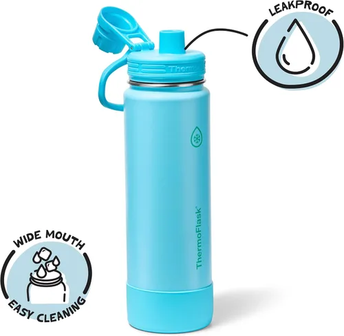 Miniatura 3 de ThermoFlask Botella de agua aislada con tapa de boquilla, a prueba de fugas, botella de agua de acero inoxidable para bebidas frías y calientes
