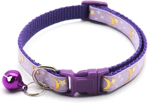 Miniatura 4 de Collar reflectante para gato, 5 collares de gato separables con lunas de campana, estrellas, lindo gatito, ajustable, de 7.5 a 12.5 pulgadas
