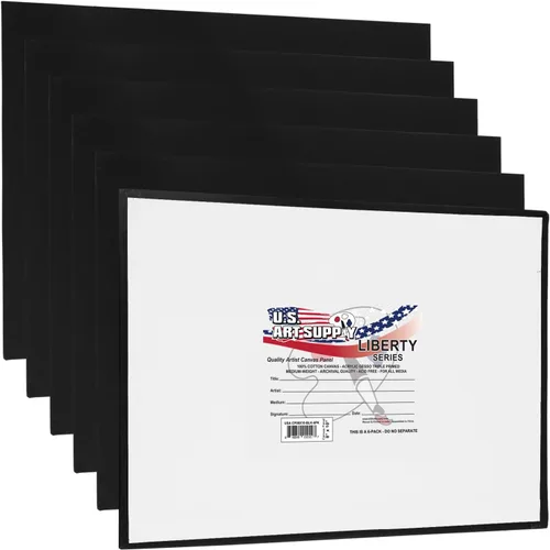 Miniatura 11 de U.S. Art Supply Paneles de lienzo de arte negro de 8 x 8 pulgadas, paquete de 6 unidades, lienzos de algodón pesado de 8 onzas sin ácidos