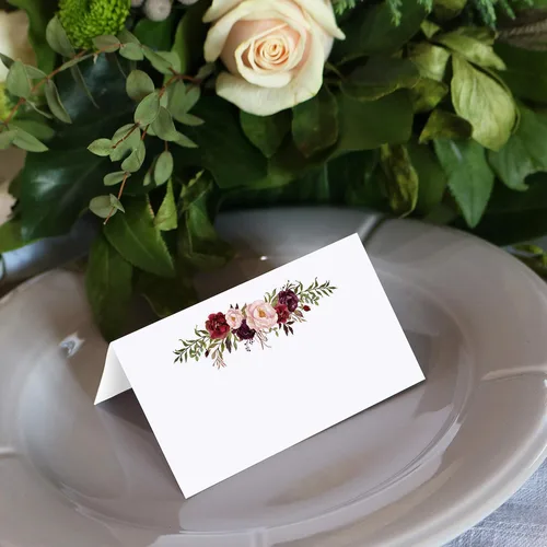 Miniatura 3 de 321Done Red Roses - Tarjetas de lugar para colocar la mesa, juego de 50 tarjetas de nombre en blanco, tabla de asientos y tarjeta de posición