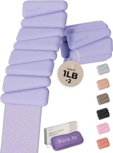 Miniatura 14 de Peso para Pilates Pesas ajustables para muñeca y tobillo para mujeres Brazaletes con peso 1 libra/ 2 libras cada una (Juego de 2)
