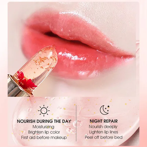 Miniatura 3 de Paquete de 3 lápices labiales de gelatina de flores, cambio de temperatura, hidratante de larga duración, bálsamo nutritivo mágico que cambia
