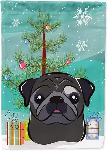 Miniatura 16 de Caroline's Treasures BB1622CHF - Bandera de casa Shih Tzu con árbol de Navidad y gris plateado para porche, grande, para colgar en la pared