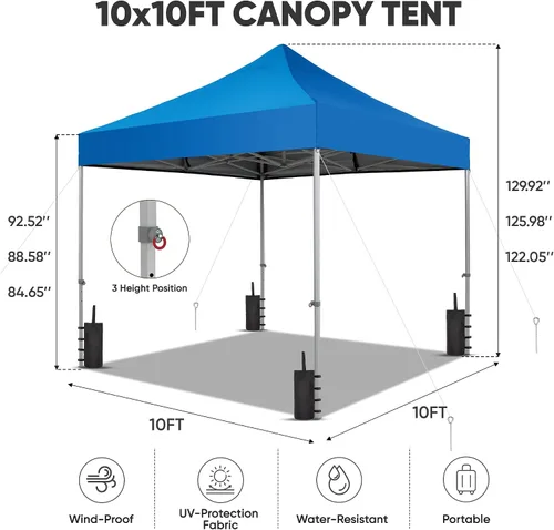 Miniatura 5 de GDY Tienda de campaña plegable Steeple de 10 x 10 pies para exteriores, kioscos plegables instantáneos portátiles comerciales, toldos de tubo