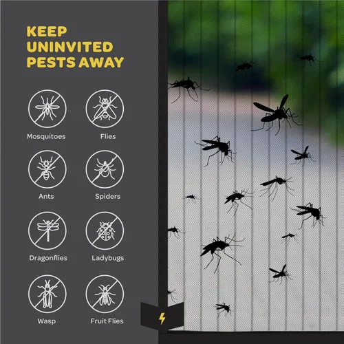 Miniatura 4 de Puerta mosquitera magnética manos libres, resistente, protector de malla de puerta de mosquitero autosellado, apto para mascotas y niños, hebilla