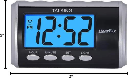 Miniatura 7 de Reloj despertador parlante para discapacitados visuales – Reloj de escritorio de números grandes – Reloj de día para personas mayores – Reloj
