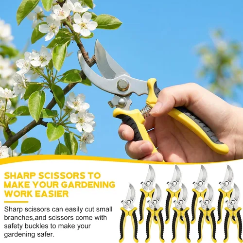 Miniatura 6 de Lothee 9 tijeras de jardín, podadoras de jardín, podadoras de derivación a granel, resistentes para jardinería, setos de plantas, tijeras de flores