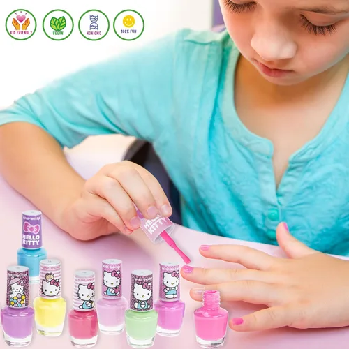 Miniatura 2 de Townley Girl Hello Kitty - Juego de 8 esmaltes de uñas, a base de agua, no tóxico, juego despegable para niñas y niños a partir de 3 años, perfecto
