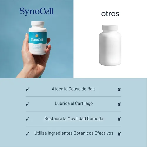 Miniatura 4 de Suplemento de apoyo para la espalda, el cuello y las articulaciones de glucosamina y condroitina de Synocell con boswellia, quercetina y MSM