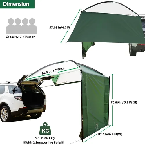 Miniatura 3 de GEERTOP Tienda de campaña ligera para coche lateral para SUV, toldo para vehículo de camping, toldo para camioneta, toldo para coche para furgoneta