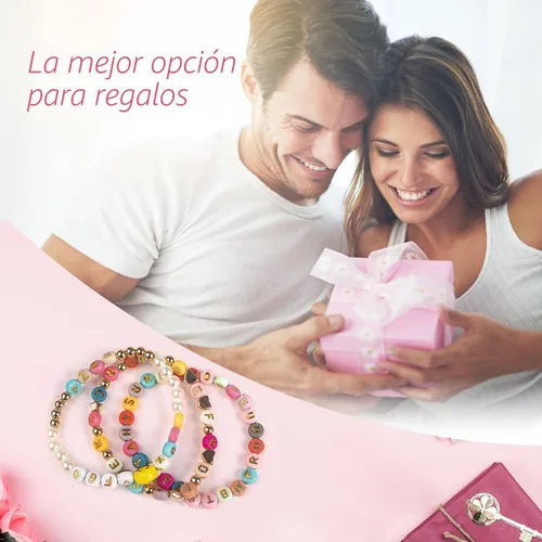 Miniatura 5 de SUTOUG 1000 cuentas de letras coloridas para enhebrar, cuentas redondas acrílicas de 0.15 x 0.27 pulgadas para hacer joyas DIY, manualidades