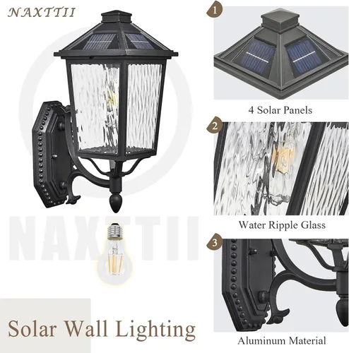Miniatura 4 de Luces solares de pared para exteriores de 15 pulgadas de altura del anochecer al amanecer, luces solares para exteriores con control remoto, luces