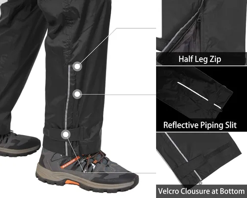 Miniatura 5 de 33,000ft Pantalones de lluvia para hombre, pantalones impermeables para lluvia, pantalones al aire libre resistentes al viento, para senderismo