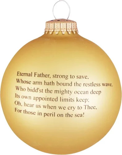Miniatura 3 de Christmas by Krebs 80 mm (3 1/4") Fabricadas en los Estados Unidos Adorno de bola de Navidad patriótico, con logotipo y himno de vidrio sin uniones
