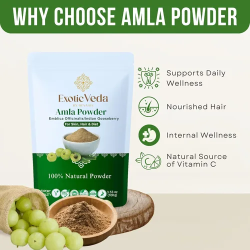 Miniatura 9 de Amla Powder Grosella espinosa india 100% pura y natural Suplemento de hierbas ayurvédicas para el cuidado del cabello, brillo de la piel