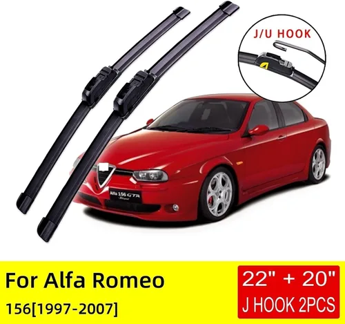 Miniatura 2 de Compatible con Alfa Romeo 156 1997 1998 1999 2000 2001 2002 2003 2004 2005 2006 2007 Escobillas de limpiaparabrisas delantero, accesorios