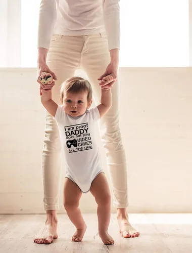 Miniatura 14 de CBTwear Proof Daddy Does Not Play Video Games All the Time – Ropa de bebé – Divertido body para recién nacido para niños y niñas