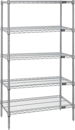 Miniatura 32 de Quantum Storage Systems WR74-1824BK Kit de inicio para estantería de alambre de 4 niveles de altura de 74 pulgadas, acabado negro, 18 pulgadas