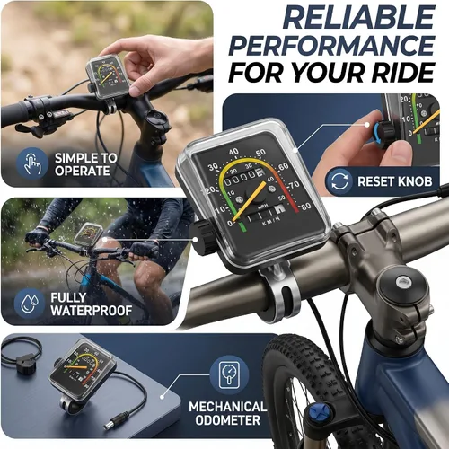 Miniatura 3 de Keenso Velocímetro de ciclismo, velocímetro de computadora odómetro mecánico computadora Código de montaña Tabla y piezas de repuesto