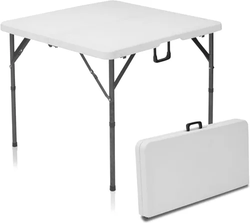 Mesa plegable cuadrada de 34 pulgadas, mesa plegable para exteriores, perfecta para camping, picnic, fiestas, mesa plegable con mesas plegables