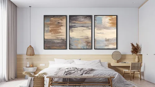 Miniatura 3 de ASDCEUTICALS Lienzo grande para pared, cuadros abstractos marrones para sala de estar, decoración de pared retro estética, pinturas rústicas, obras