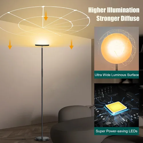 Miniatura 9 de Lámpara de pie, mejorada, 40 W, 4000 lúmenes, súper brillante, lámpara de pie LED para sala de estar, temperatura de color regulable continua 40W